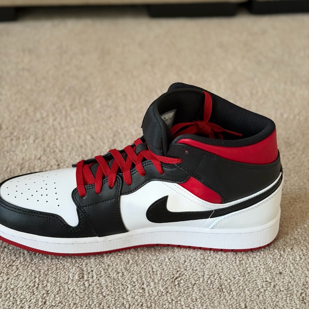 Jordan Men's Black, Red, and White Sneakers - Picture 7 of 7